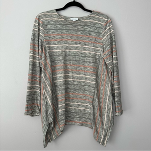 J. Jill PureJill Medium‎ Gray Stripe Long Sleeve Tunic Top